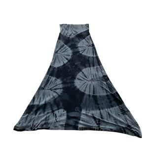 Tye Dye Maxi Skirt Sz S Black Gray Fold Over Boho Hippie Indie Sleaze Vacation